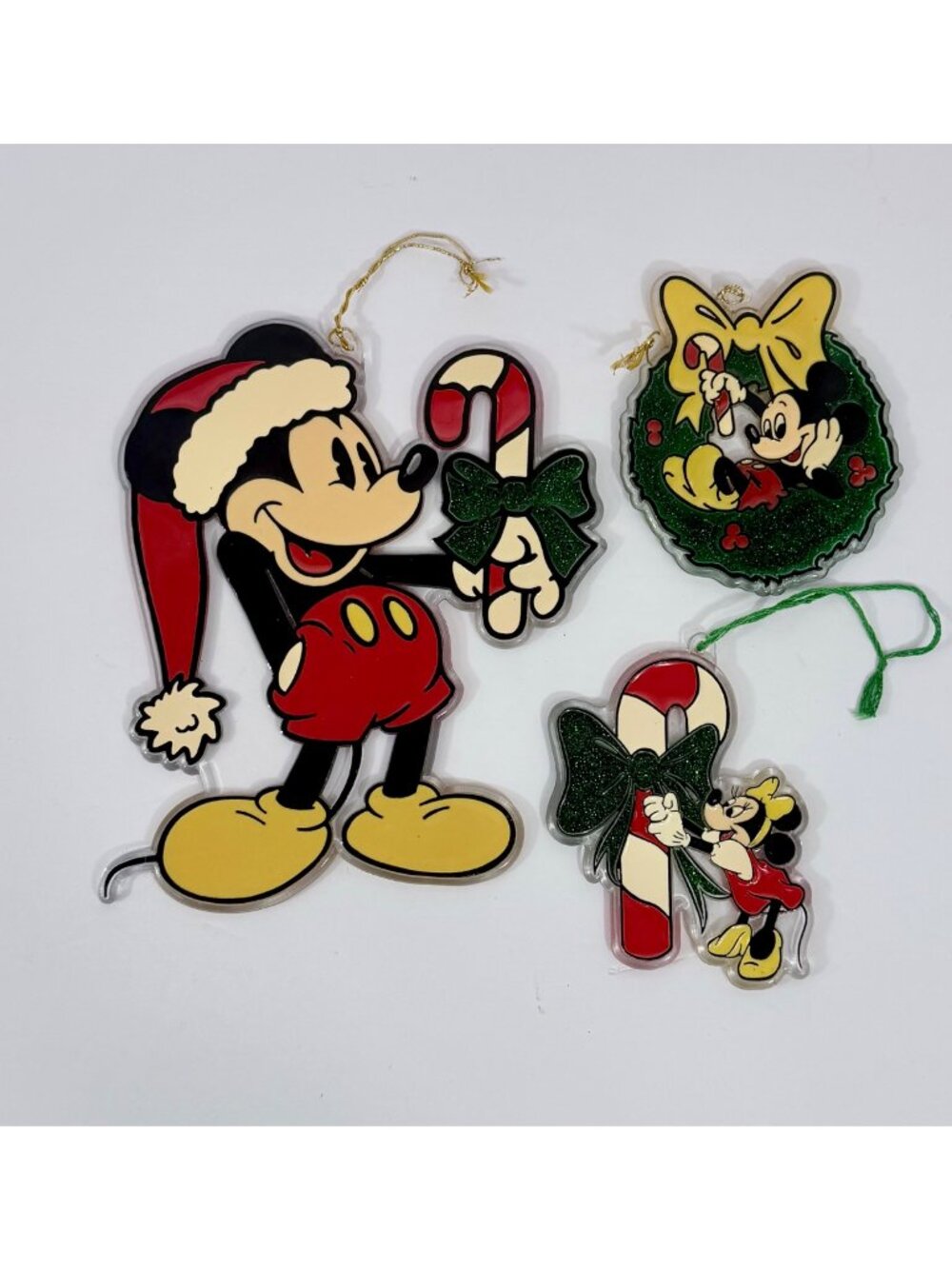 Vintage Licensed Disney Christmas Tree Ornaments Acrylic Lucite Style Mickey and